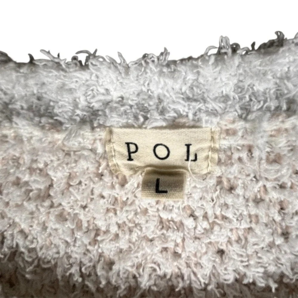 POL Sweater Womens Size L Gray Beige‎ Star Print Eyelash Knit Crewneck